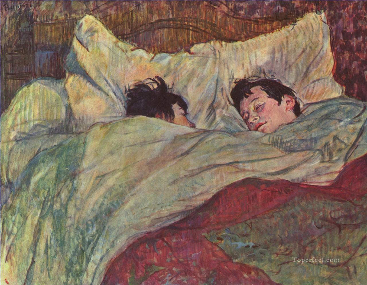 ベッドで 1893 年 トゥールーズ ロートレック アンリ・ド油絵
